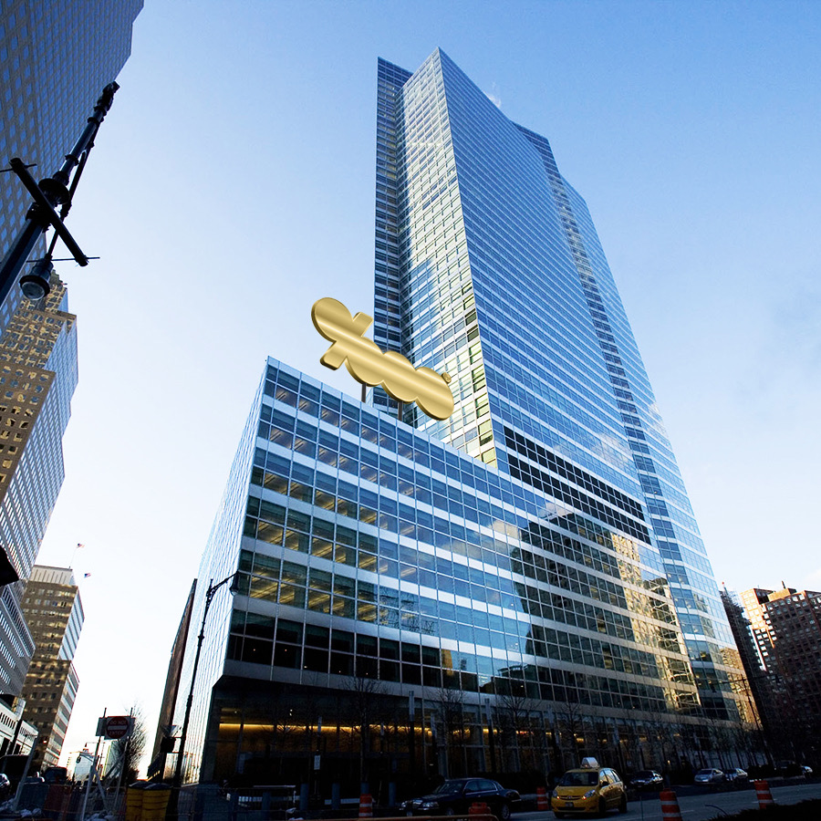 Goldman Sachs Decorates NYC HQ with The Basis Point gold logo