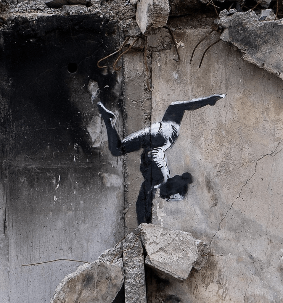 Banksy installment in Borodyanka, Ukraine