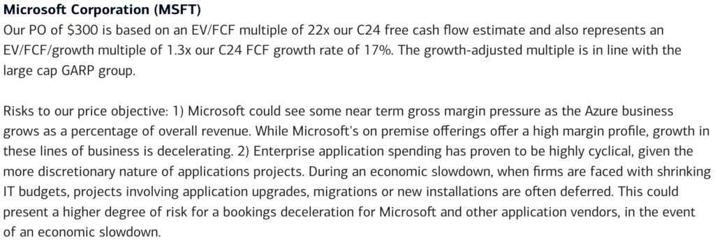 Microsoft stock price target from BofA Global Research as of February 2023 - via The Basis Point