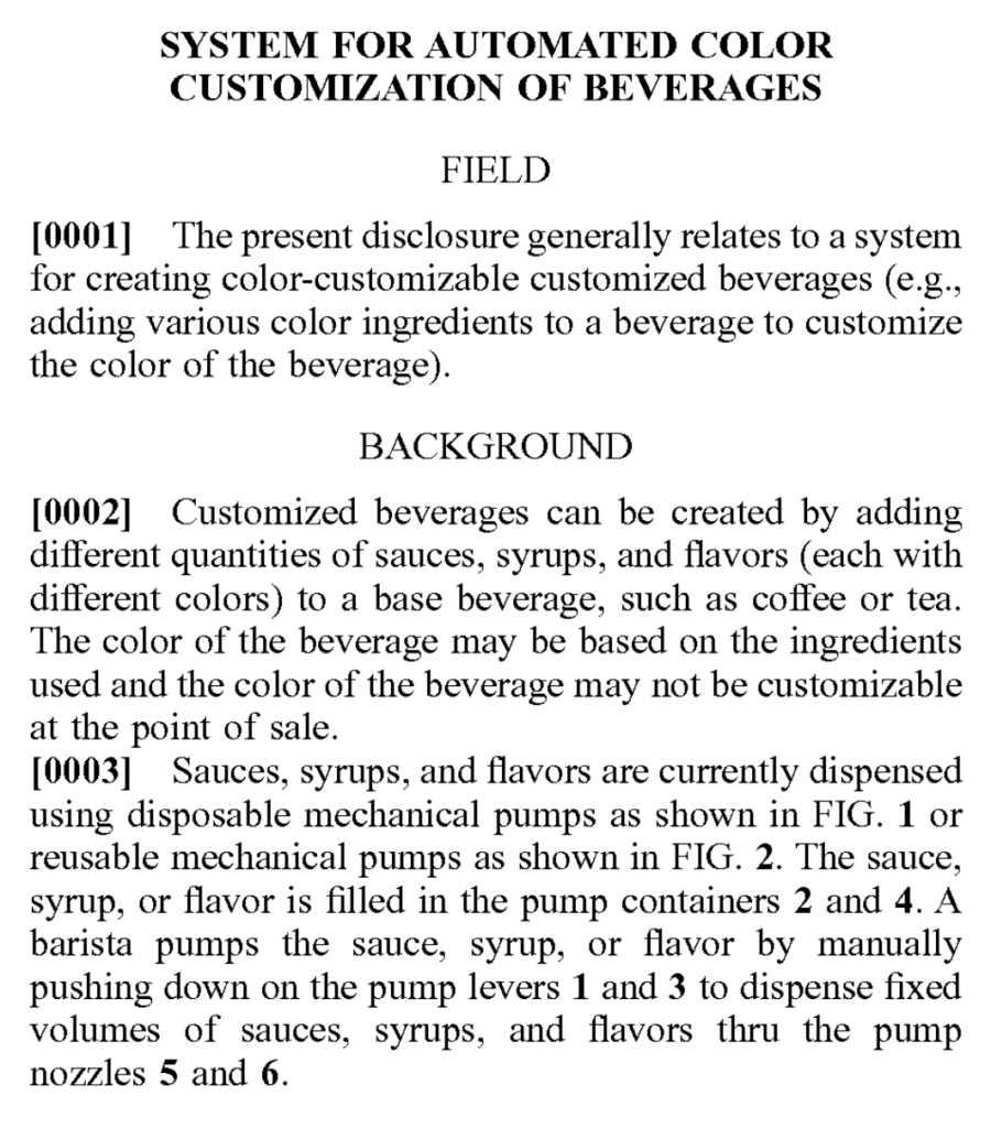 Starbucks patent description for color coding custom drinks - The Basis Point