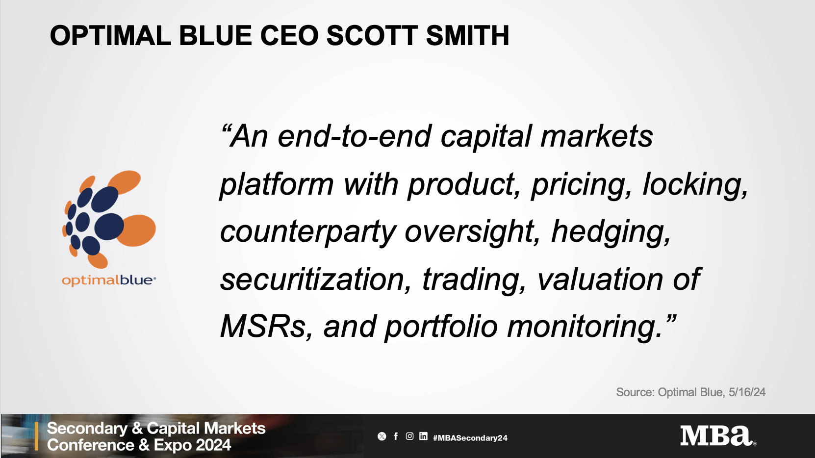 Optimal Blue PPE - CEO Scott Smith quote - The Basis Point